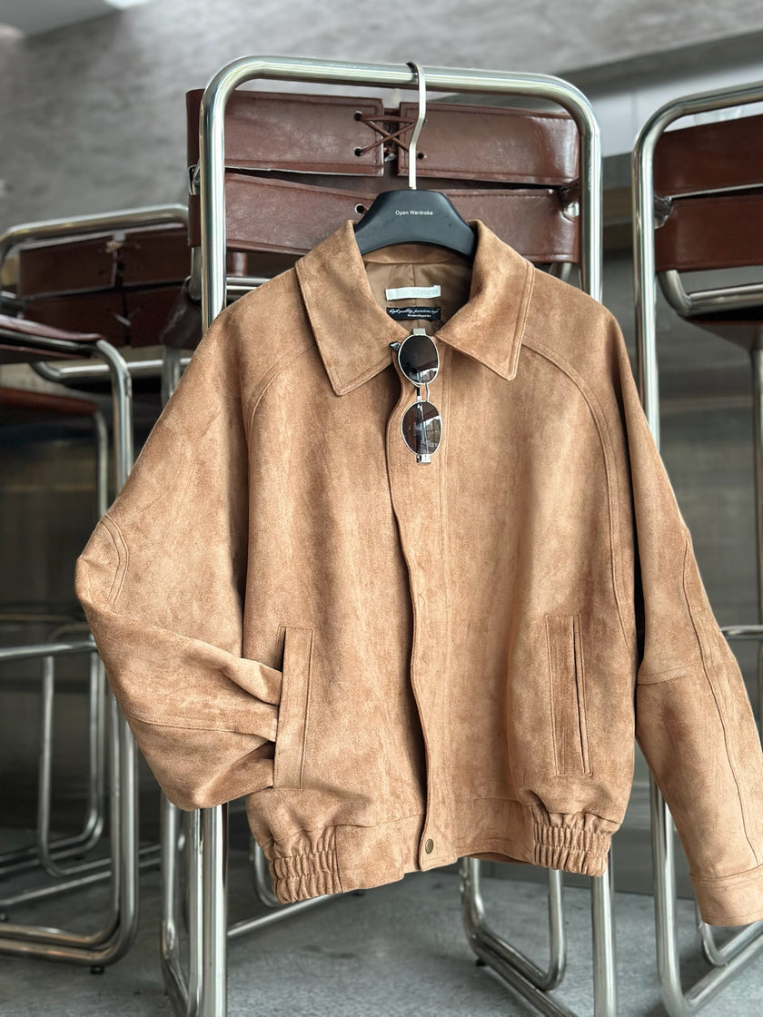 復古飛行麂皮外套-棕