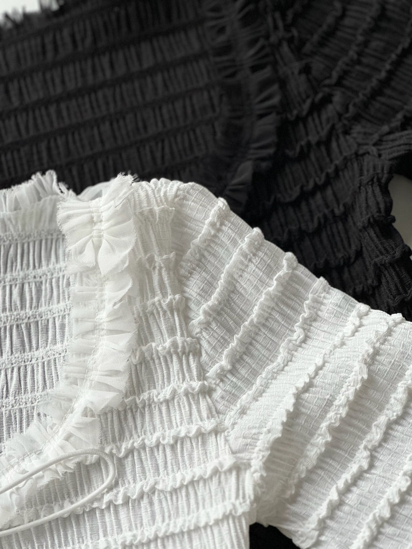 奶油層次雪紡小罩衫-黑