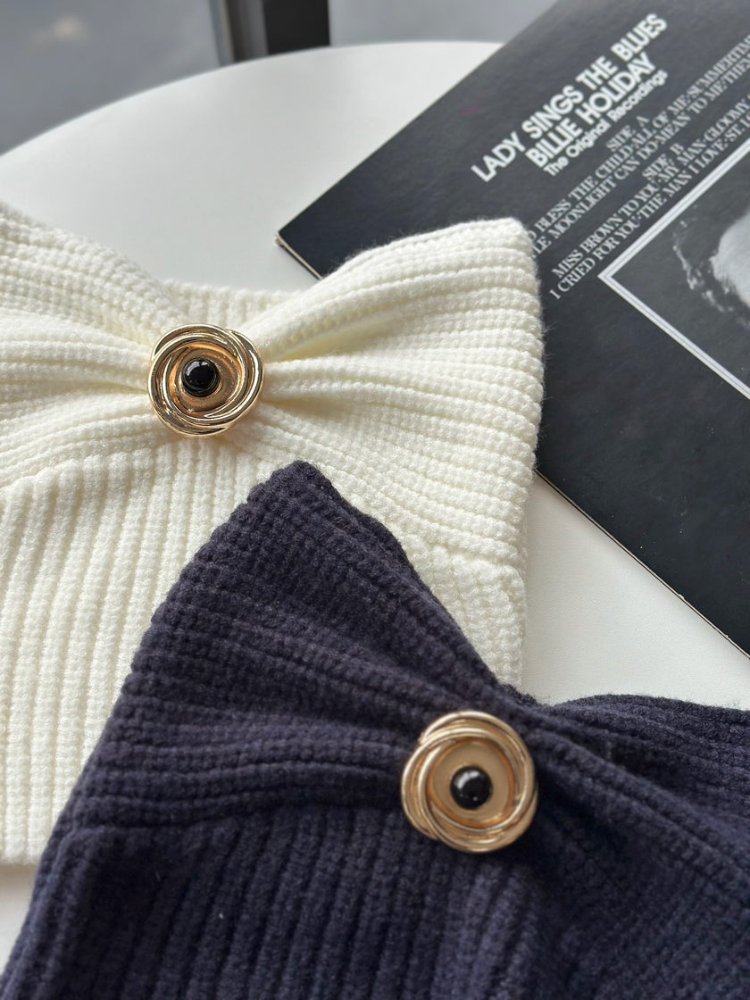 義式鉤織金屬平口上衣-藏藍