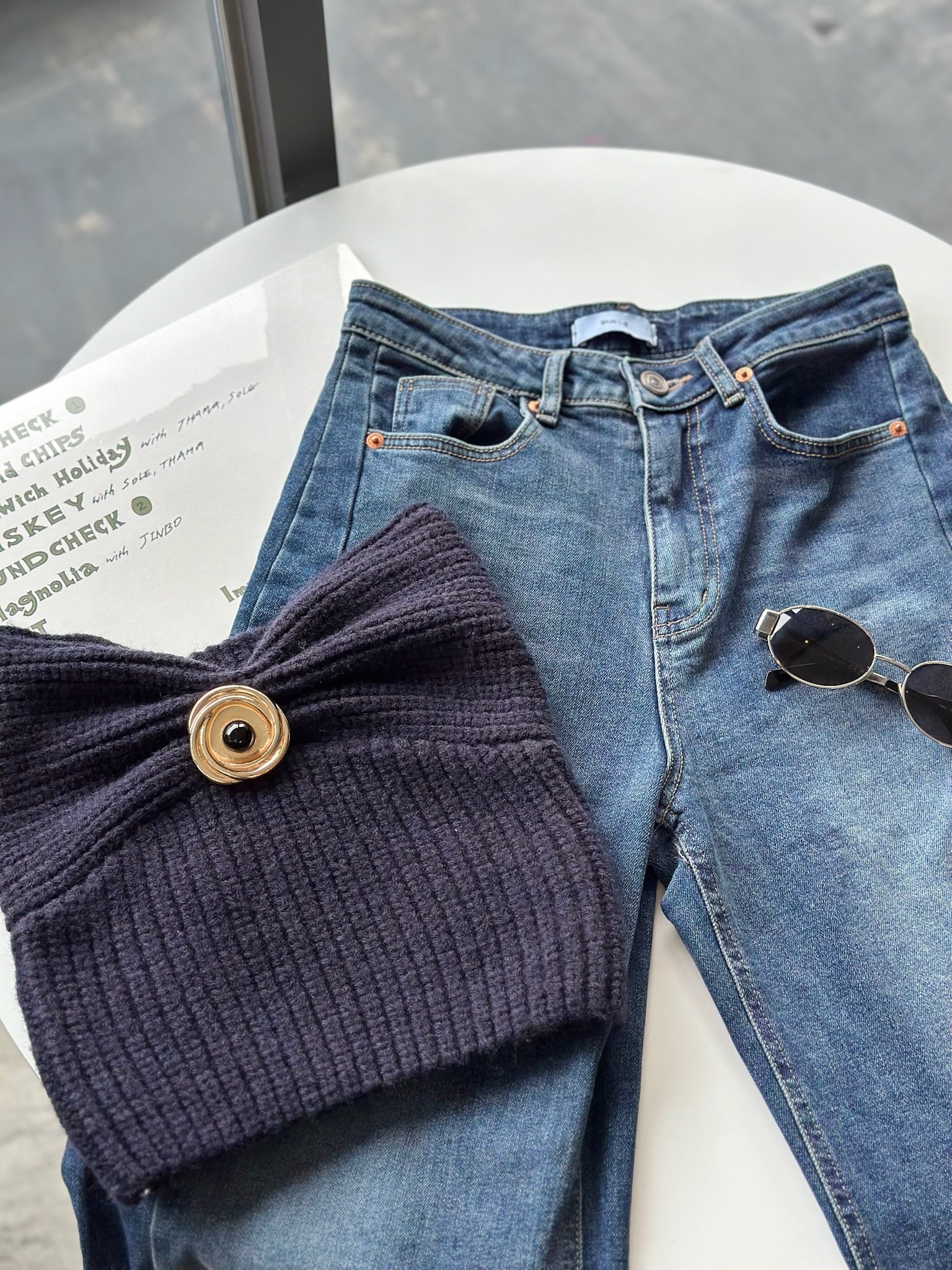 重磅挺版窄身牛仔褲-牛仔藍