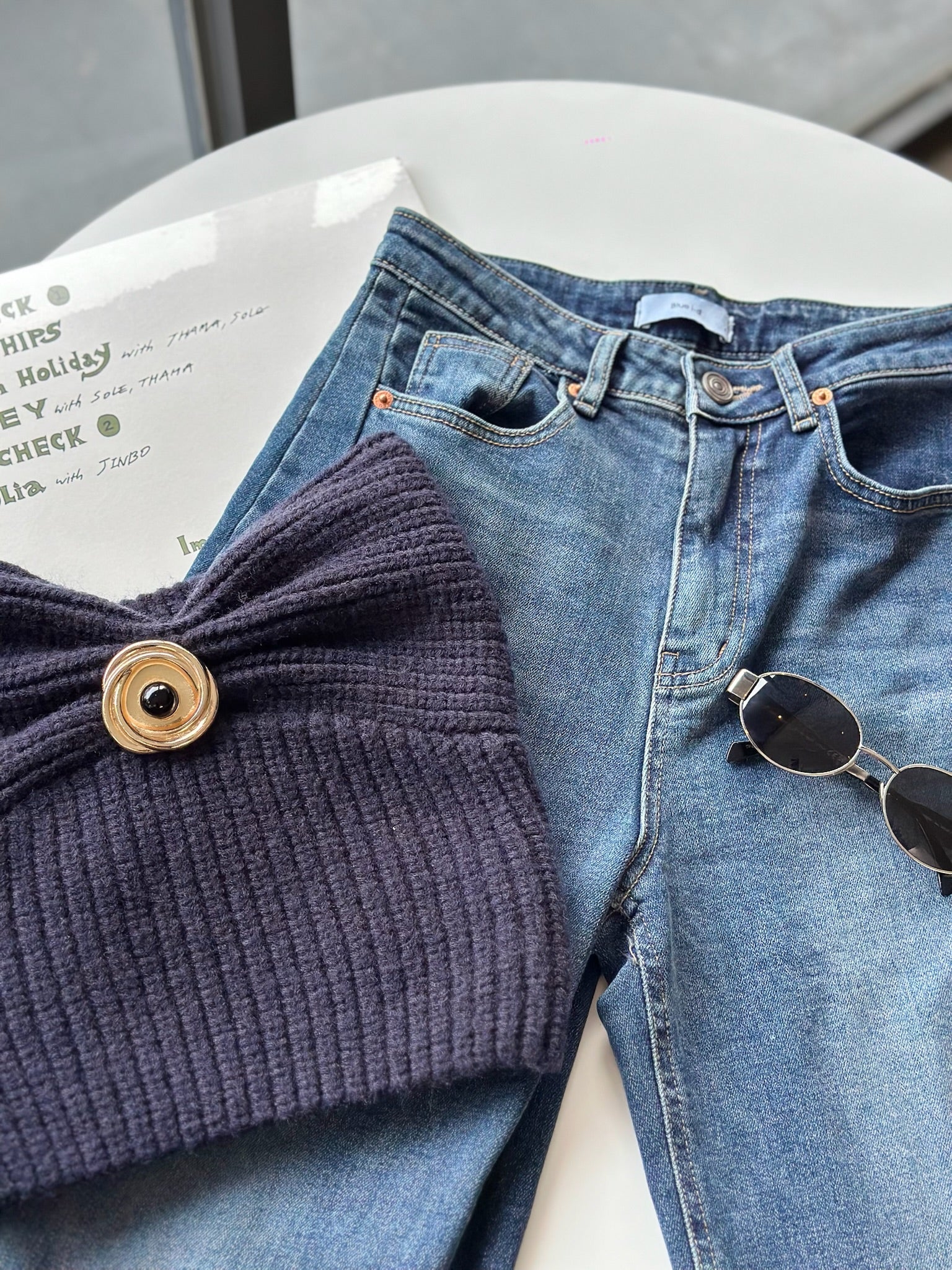 義式鉤織金屬平口上衣-藏藍