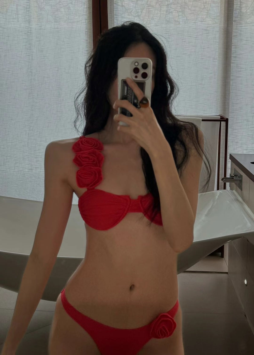 單肩玫瑰比基尼