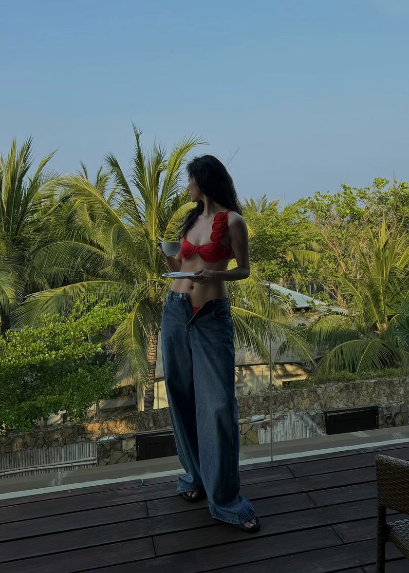 單肩玫瑰比基尼