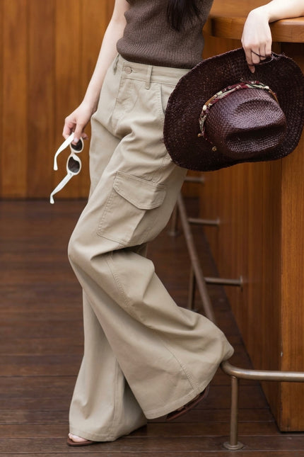 城市側口袋工裝長褲-卡其