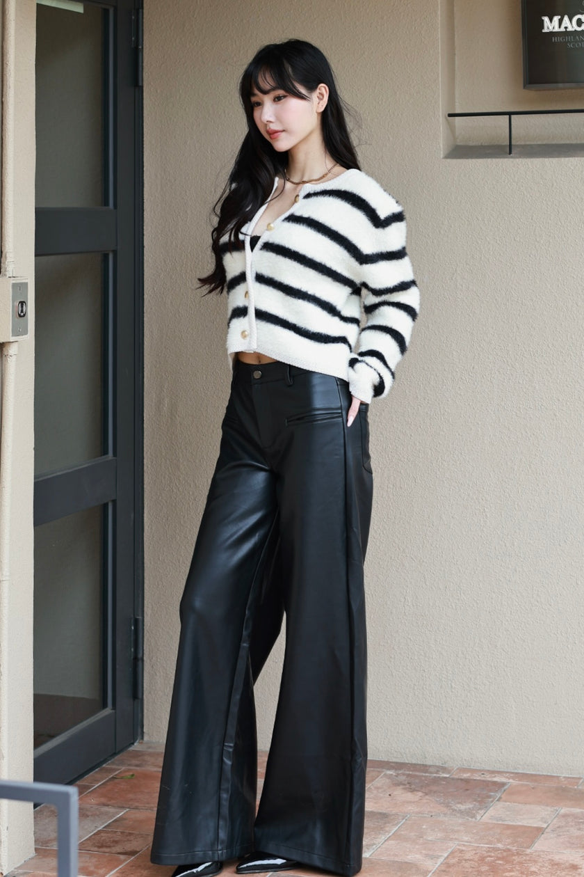 水貂毛工藝外套-條紋