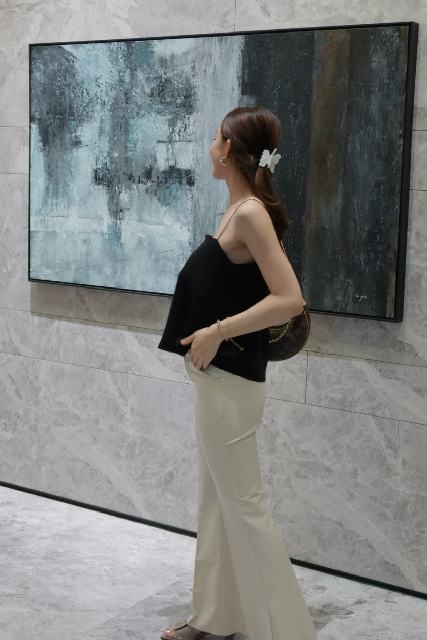 涼感提臀西裝褲-米白