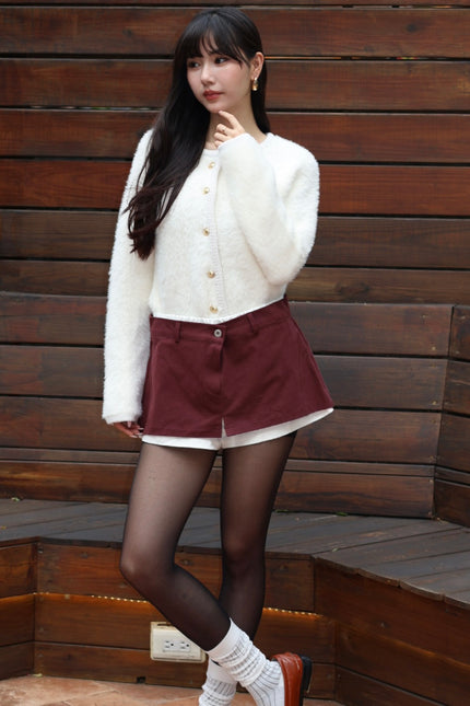 博主假兩件設計褲裙-酒紅