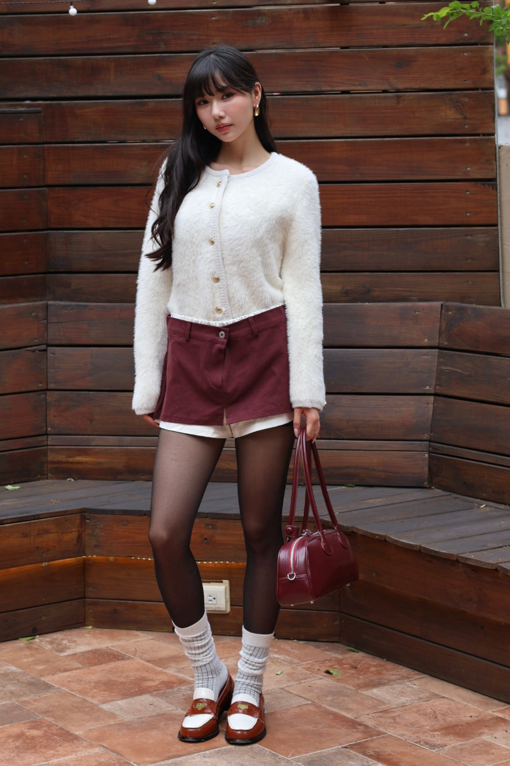 水貂毛工藝釦外套-白