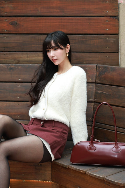 水貂毛工藝釦外套-白