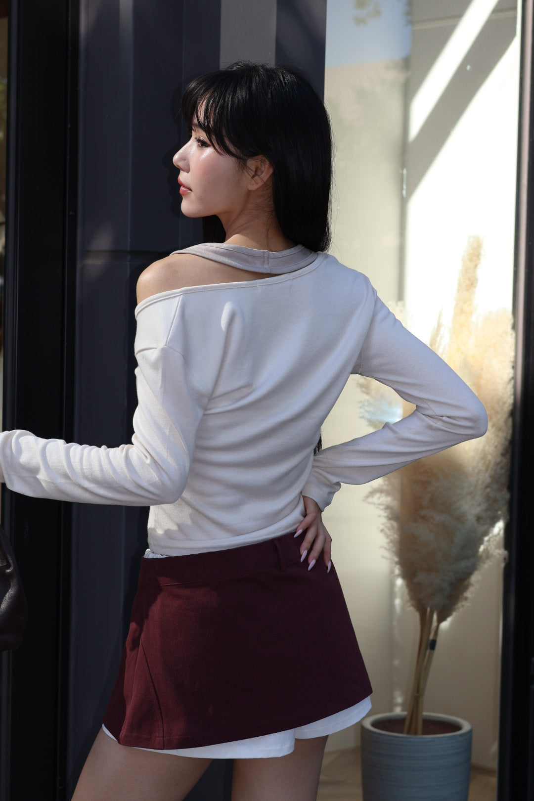 掛脖假兩件基礎上衣-杏