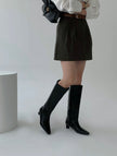 Knight low heel mid-calf boots-black 