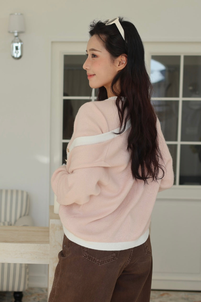 小香經典撞色外套-粉