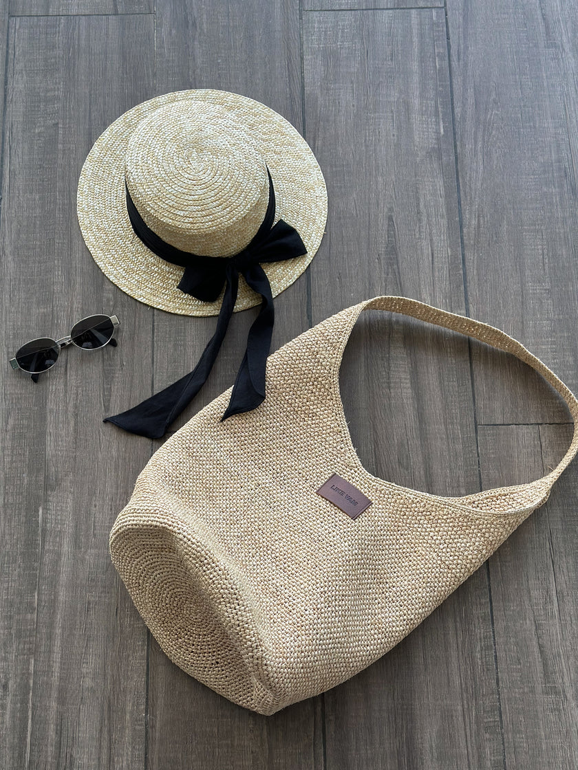 拉菲草皮標肩背包