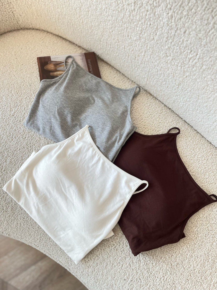 美式漫畫胸細肩bra top-淺灰