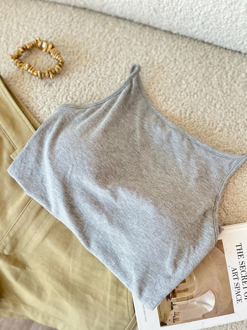 美式漫畫胸細肩bra top-淺灰