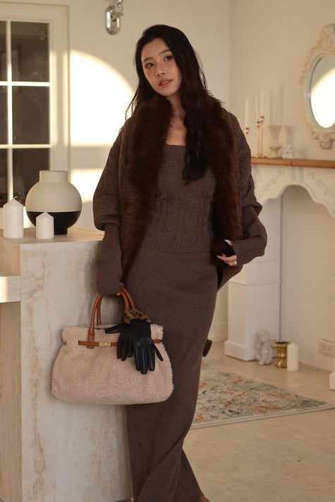 聖誕毛織麻花三件套-咖