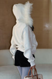 休閒狐狸毛連帽外套-白