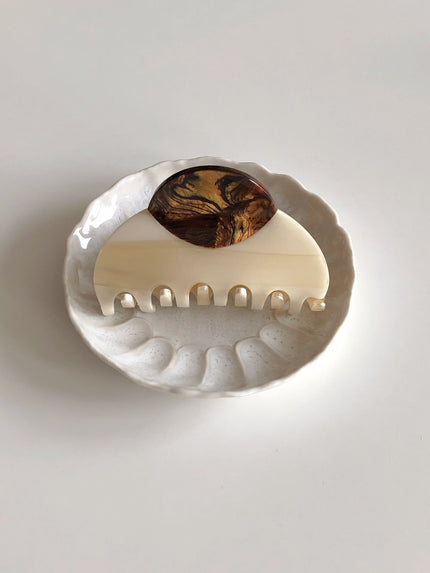 午後貝殼琥珀抓夾-杏